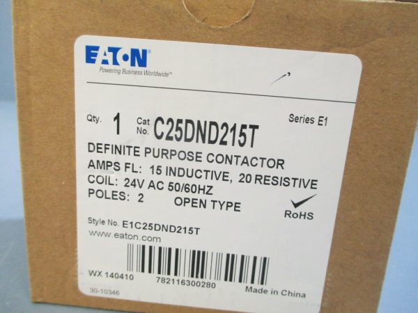 Eaton Definite Purpose Contactor 24V 50 60Hz Coil 2 Pole C25DND215T Fashion - Image 3