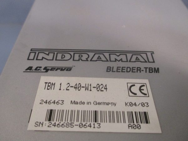 INDRAMAT AC SERVO BLEEDER MODULE TBM1.2-40-W1-0 24 Online Sale - Image 2
