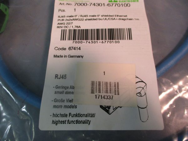 Murr Elektronik RJ45 male 0° shielded Ethernet 7000-74301-6770100 Factory Sealed Sale - Image 3