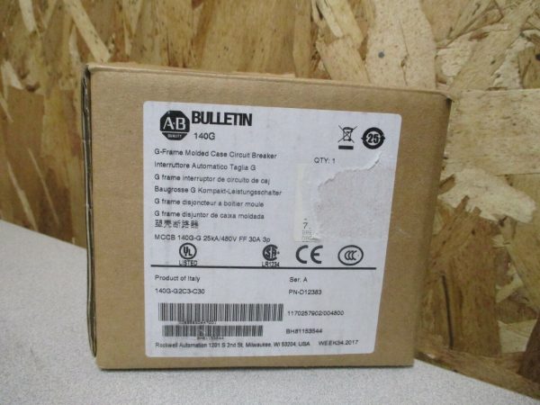ALLEN-BRADLEY G-FRAME MOLDED CIRCUIT BREAKER 30A 3p SER. A 140G-G2C3-C30 Online Sale - Image 2