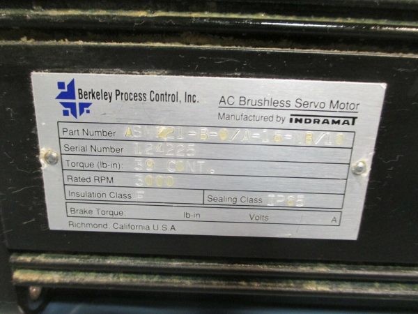 Berkley Process Indramat AC Brushless Servo Motor ASM121-B-0 A-16-NB 10 Online Sale - Image 2