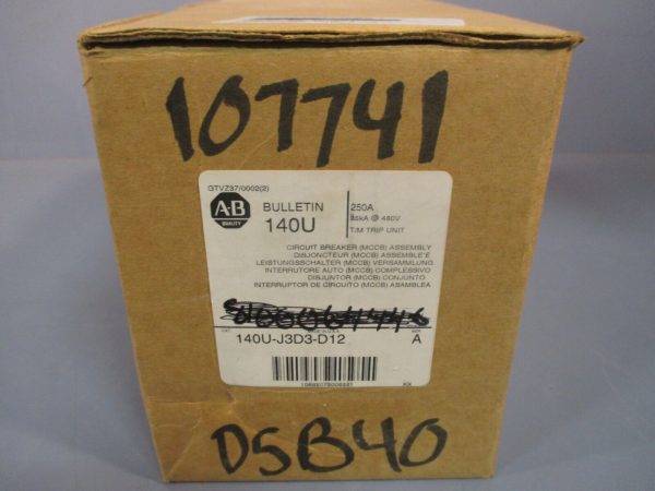 Allen-Bradley Circuit Breaker 250A 3 Poles J Frame Series A 140U-J3D3-D12 For Sale