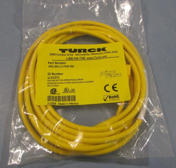 Turck PKG 4M-2.5-PSW 4M Mini QD Electrical Cable U-01071 125V 2A 4-Pin Connector Hot on Sale