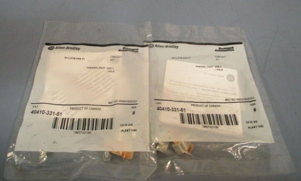 Allen Bradley Size 0, Replacement Contact Kit 1 Pole (Lot of Two) 40410-331-51 Online now