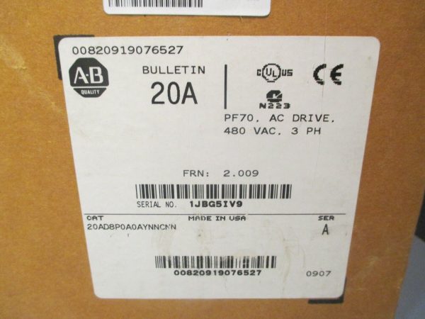 Allen Bradley PowerFlex 70 AC Drive 5HP 480V 3PH Ser. A 20AD8P0A0AYNNCNN For Sale - Image 5