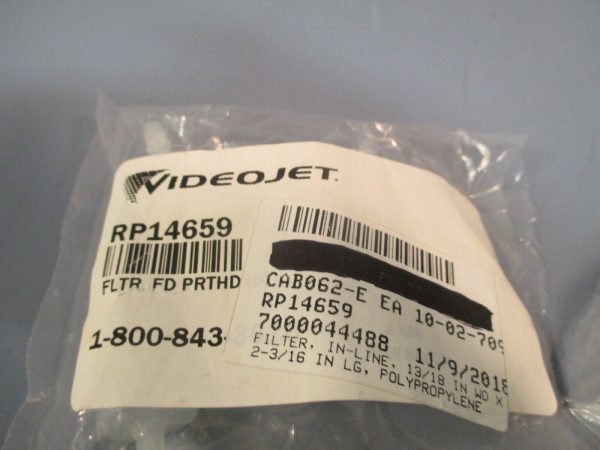 VIDEOJET INLINE-FILTER FLTR FD PRTHD (QTY 2 in Package) RP14659 Sale - Image 2