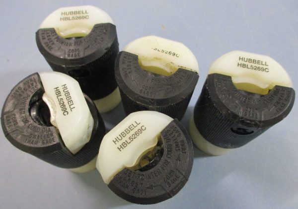 (Lot of 5) Hubbell HBL5269C Connector Plug  15A, 125V, Hospital Grade, 3 Prong Supply