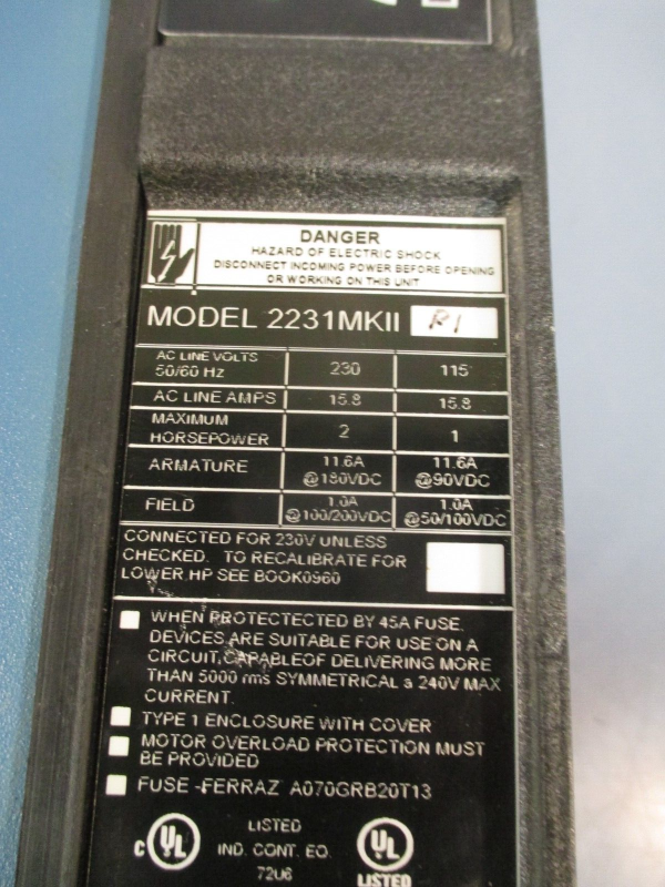 Fincor Emerson 2230 DC Motor Control, 230V  Model# 2231P1 2231MKIIP1 Hot on Sale - Image 5