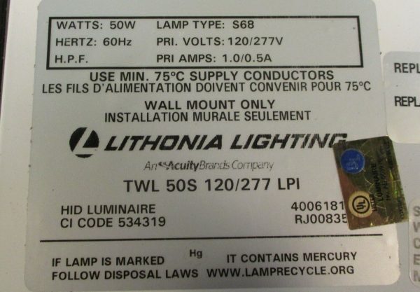Lithonia HI-TEK Lighting TWL 50S 120 277 LPI Wall Pack Light 50 Watt For Discount - Image 3