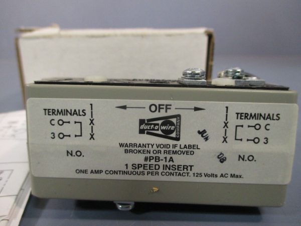 DUCT-O-WIRE TWO PUSH BUTTON ONE SPEED INSERT 125VAC  #PB-1A Online Sale - Image 2