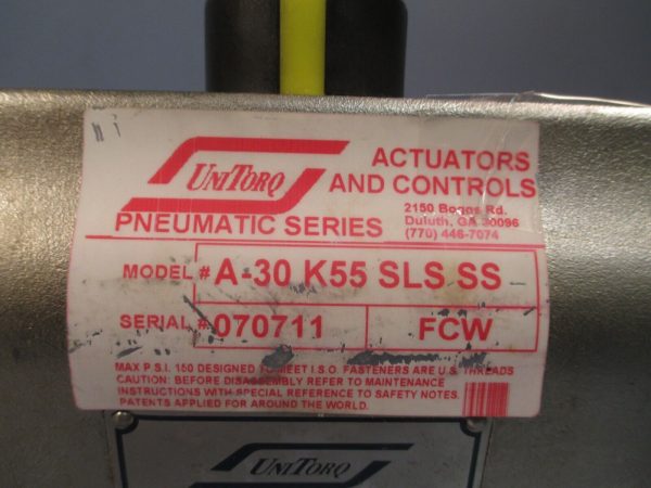 UNITORQ PNEUMATIC ACTUATOR SPRING RETURN A30K55 SLS SS Sale - Image 2