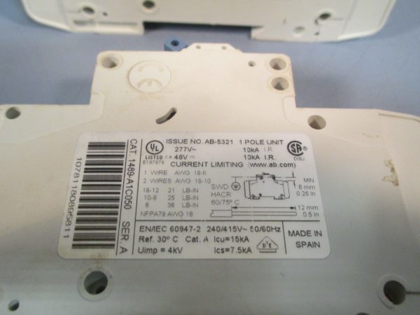 Allen Bradley Circuit Breaker (Lot of 2) 5 Amp Single Pole 5A Ser. A 1489-A1C050 Cheap - Image 3
