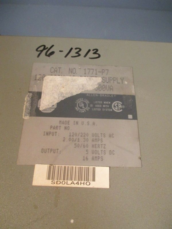 Allen-Bradley AC Power Supply 120 220V Series D CAT# 1771-P7D  CAT# 1771-P7 on Sale - Image 3