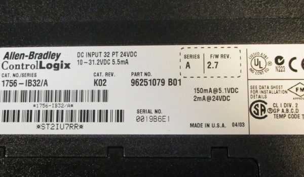 Allen Bradley 1756-IB32 Ser A ControlLogix DC Input 32 PT 96251079 B01, F W 2.7 on Sale - Image 3