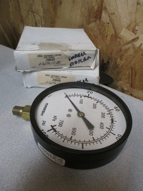 Lot of 2 Marsh Instrument Company Gauge 1 4 NPT, 0 100 PSI J9048 Online Hot Sale - Image 4