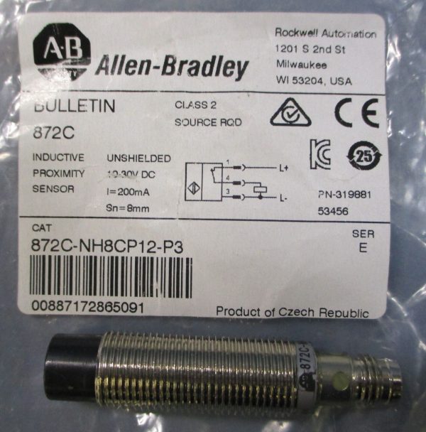Allen Bradley 872C-NH8CP12-P3 Ser E Inductive Proximity Sensor 319881 No Washers Discount