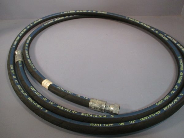 Kurt Tuff Hydralic Hose w Fittings 13 FT LG 5000 PSI WP -08 1 2  MSHA IC-8 14 For Sale