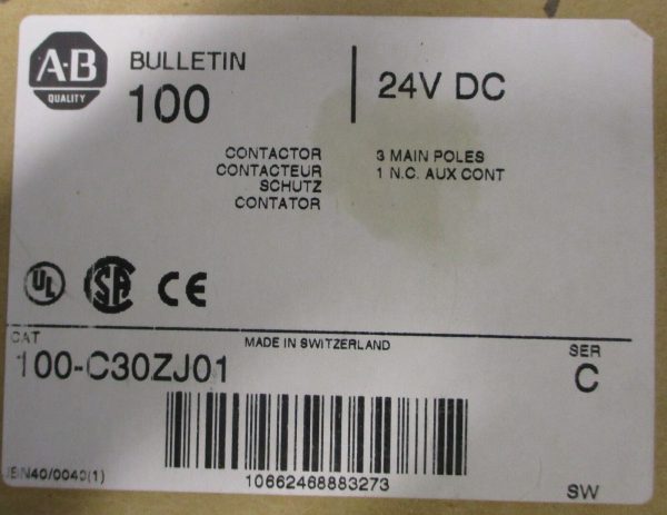 Allen Bradley 100-C30ZJ01 Ser C General Purpose Contactor 24VDC 3 Pole Fashion - Image 2