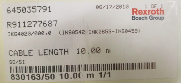 Rexroth IKG4020 Electrical Servo Power Cable 10M Long R911277687 600V Fashion - Image 2