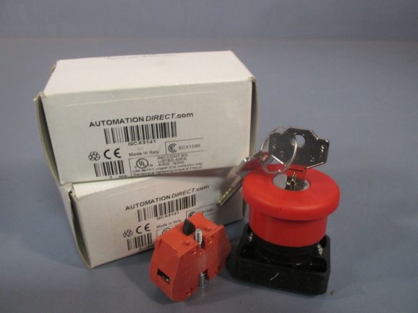 LOT OF 2 AUTOMATIONDIRECT EMERGENCY STOP PUSHBUTTON KEY OPERATED RELEASE GCX3141 Sale