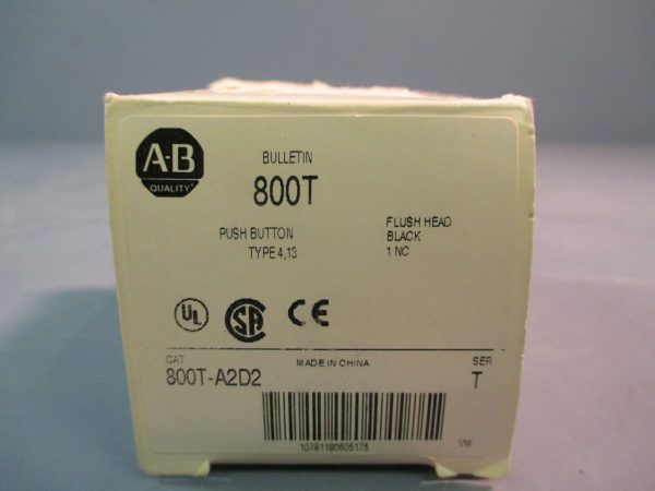 Allen Bradley Black Push Button Series T 800T-A2D2 Supply - Image 2