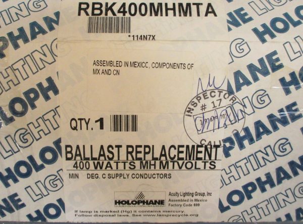 Holophane Lighting RBK400MHMTA 400 Watts MH MT Volts Ballast Replacement Supply - Image 2