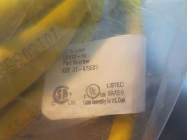 Turck Electrical Cable for Proximity Sensor KBE 3T-4 S600 U2412-16 NWOB Sale - Image 3