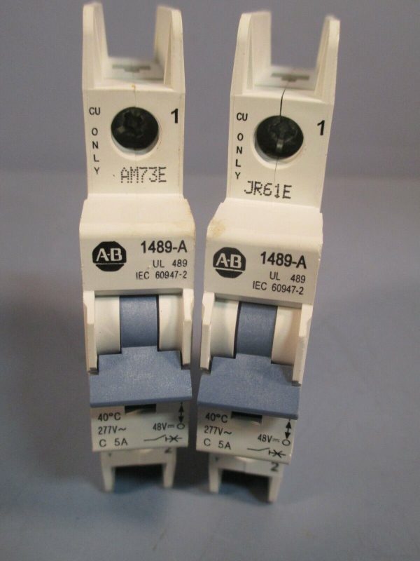 Allen Bradley Circuit Breaker (Lot of 2) 5 Amp Single Pole 5A Ser. A 1489-A1C050 Cheap