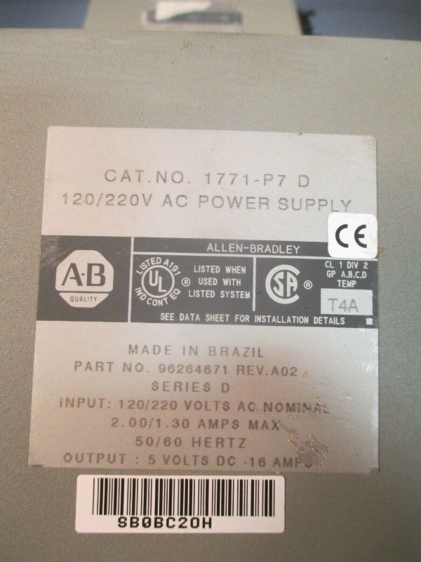 Allen-Bradley AC Power Supply 120 220V Series D CAT# 1771-P7D  CAT# 1771-P7 on Sale - Image 4
