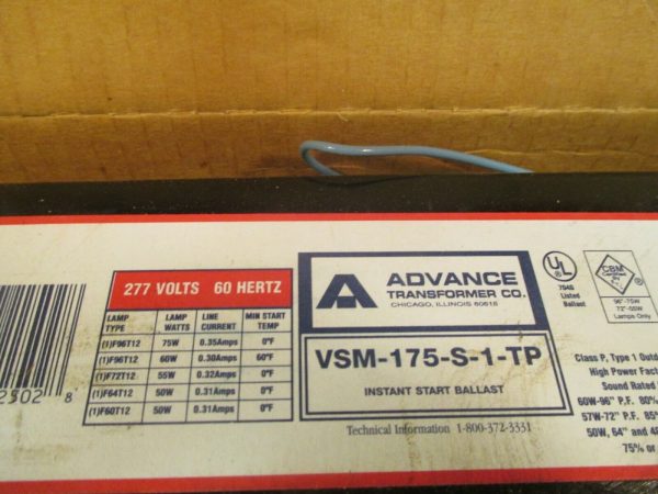 ADVANCE LAMP BALLAST 277V 60Hz VSM175STP Cheap - Image 5