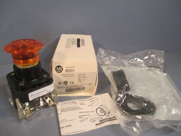 Allen-Bradley Push-Pull Amber Illuminated Pushbutton Ser. F 800H-FRXNQH24AA7 Supply