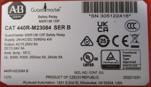 Allen Bradley 440R-M23084 Ser B Guardmaster Safety Monitoring Relay MSR138.1DP Online now - Image 5