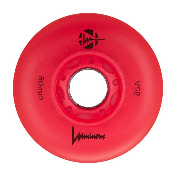 Luminous LED Inline Skate Wheels 80mm 85A - Red Red - SINGLE WHEEL Supply