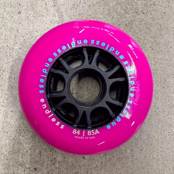 Endless Wheels Inline Skate Wheels 84mm 85a Neon Pink 4-Pack For Sale